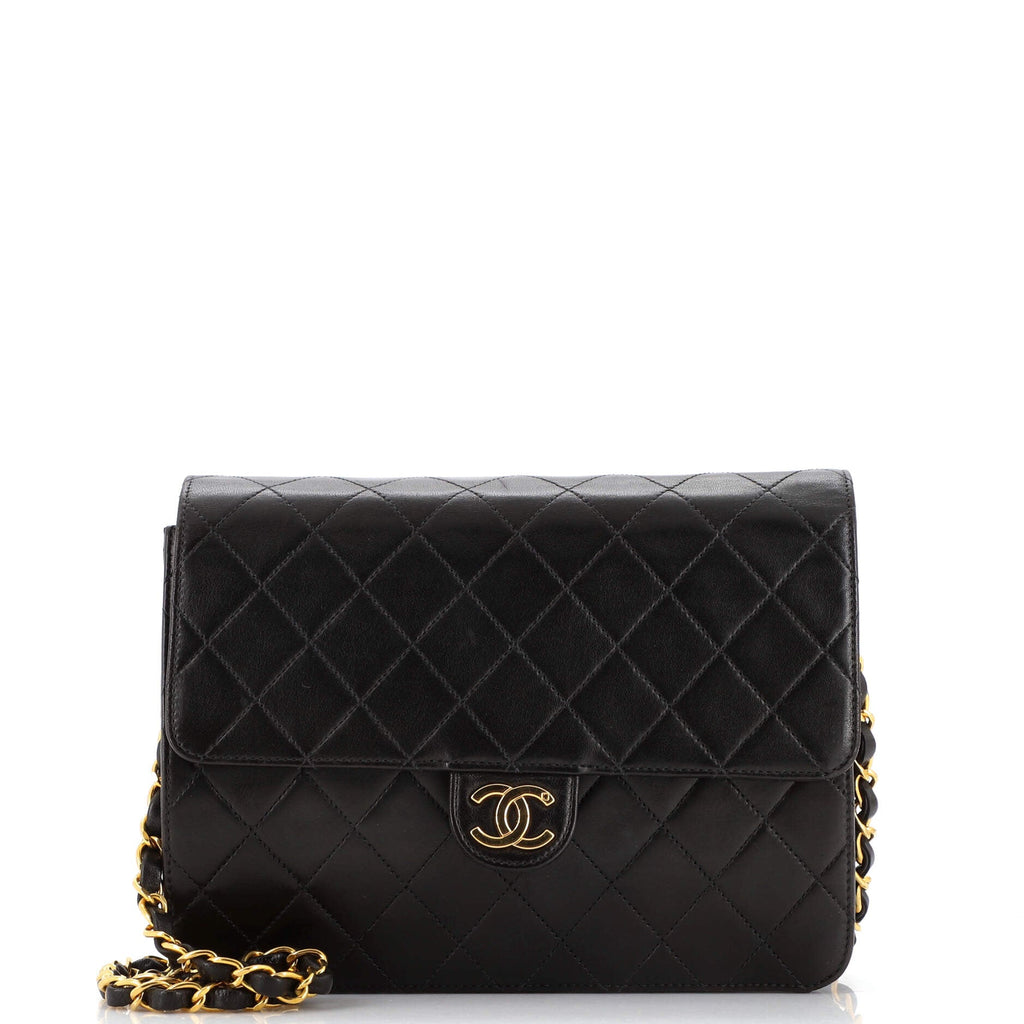 Vintage Clutch with Chain Quilted Leather Small
