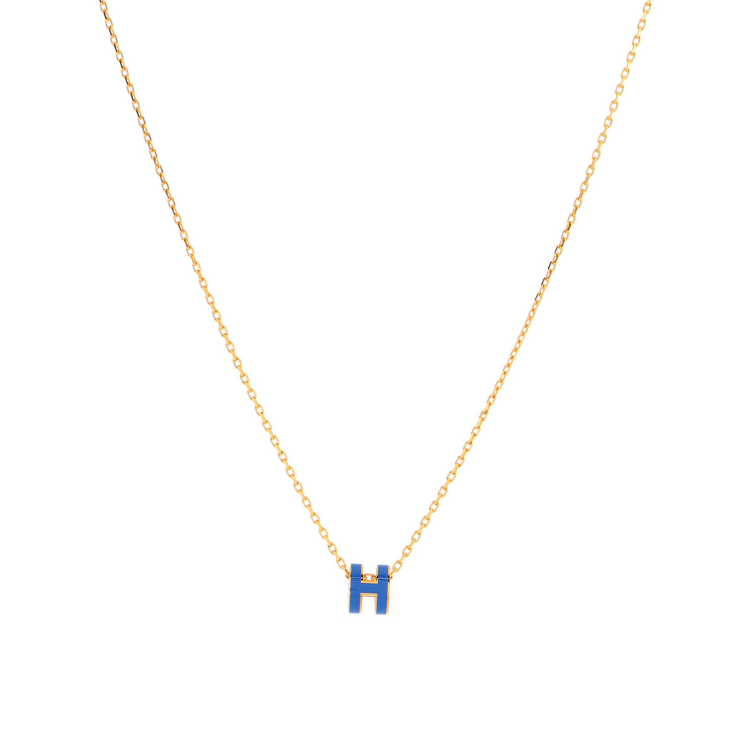 Pop H Pendant Chain Necklace Metal and Enamel Mini