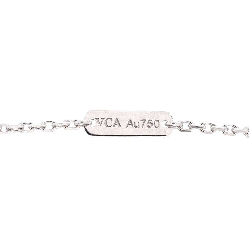 Vintage Alhambra Pendant Necklace 18K White Gold and Chalcedony