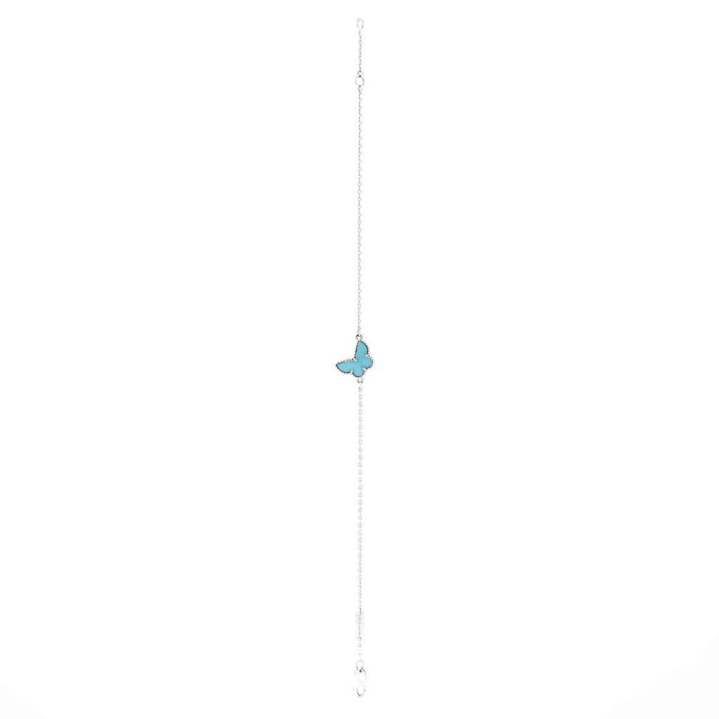 Sweet Alhambra Butterfly Bracelet 18K White Gold and Turquoise