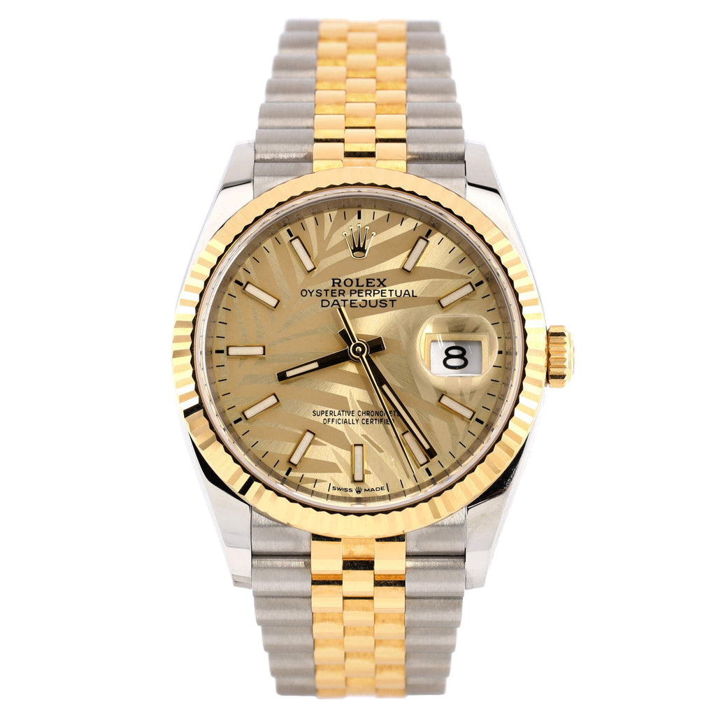 Oyster Perpetual Datejust Palm Motif Automatic Watch Stainless Steel and Yellow Gold 36