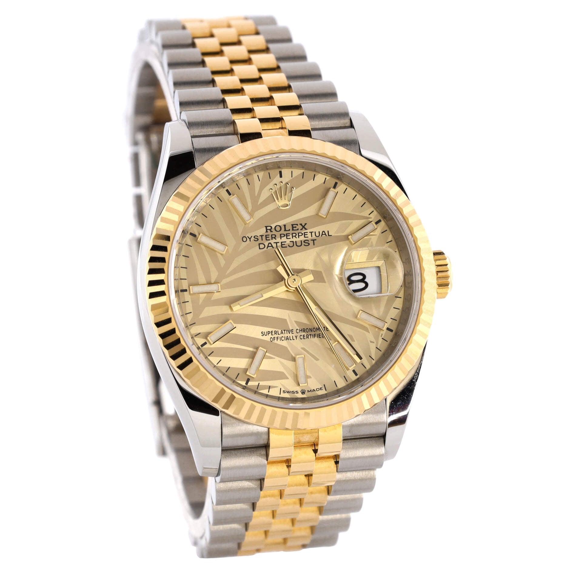 Oyster Perpetual Datejust Palm Motif Automatic Watch Stainless Steel and Yellow Gold 36