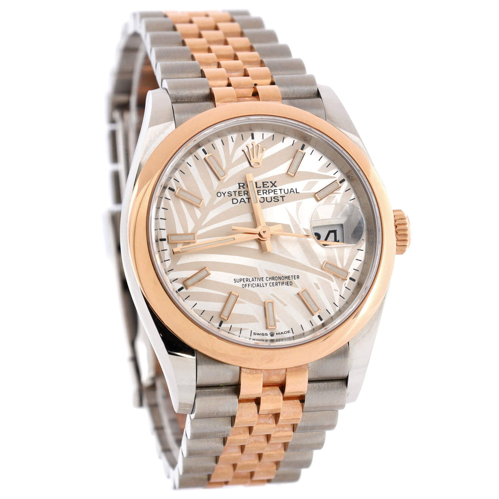 Oyster Perpetual Datejust Palm Motif Automatic Watch Stainless Steel and Rose Gold 36