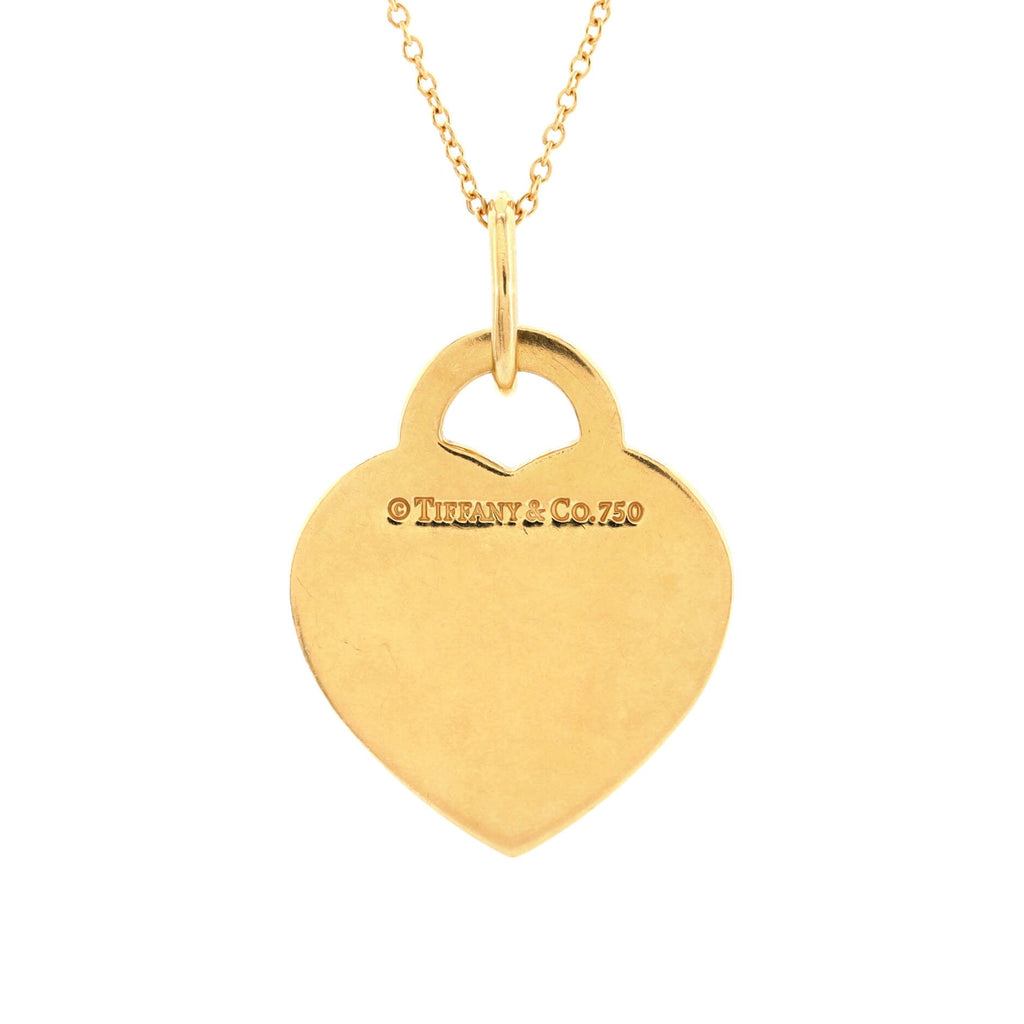 Notes Fifth Avenue Heart Tag Pendant Necklace 18K Yellow Gold Large