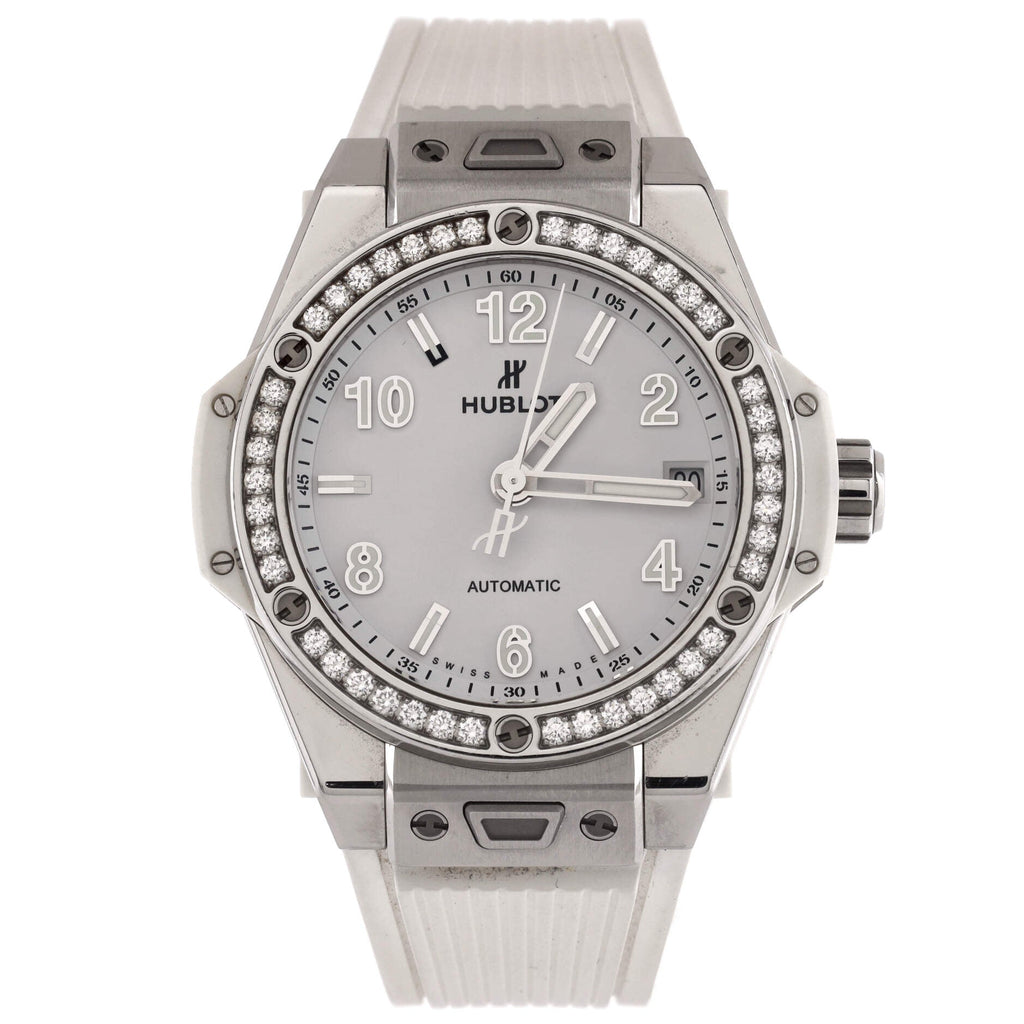 Big Bang One Click Automatic Watch Stainless Steel and Rubber with Diamond Bezel 39