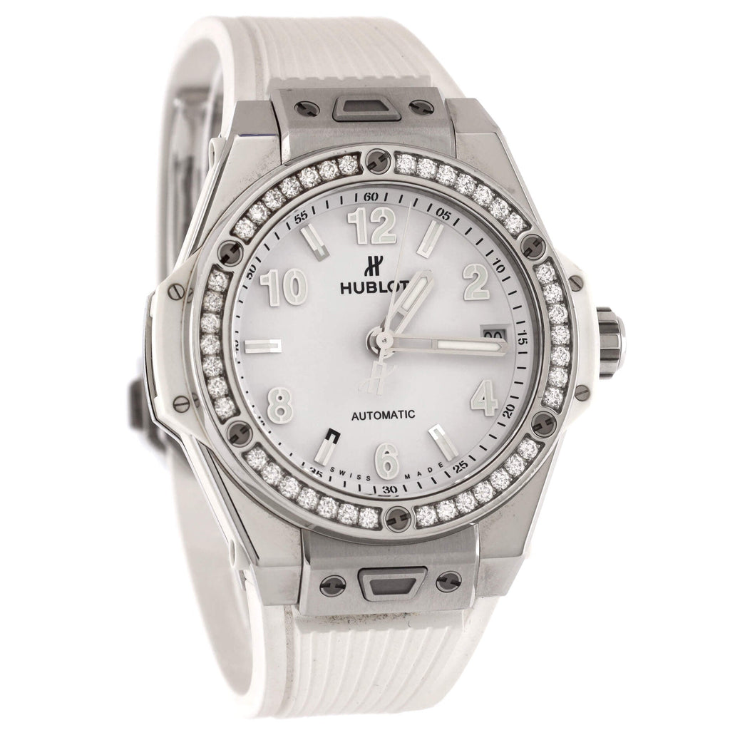 Big Bang One Click Automatic Watch Stainless Steel and Rubber with Diamond Bezel 39
