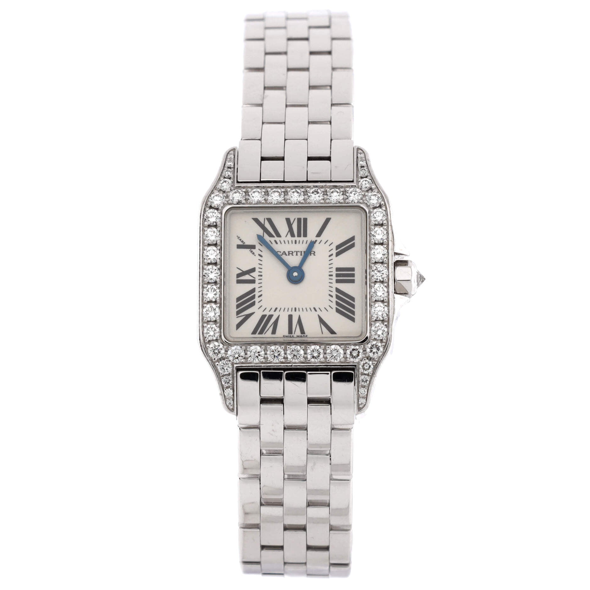 Santos Demoiselle Quartz Watch White Gold with Diamond Bezel 20