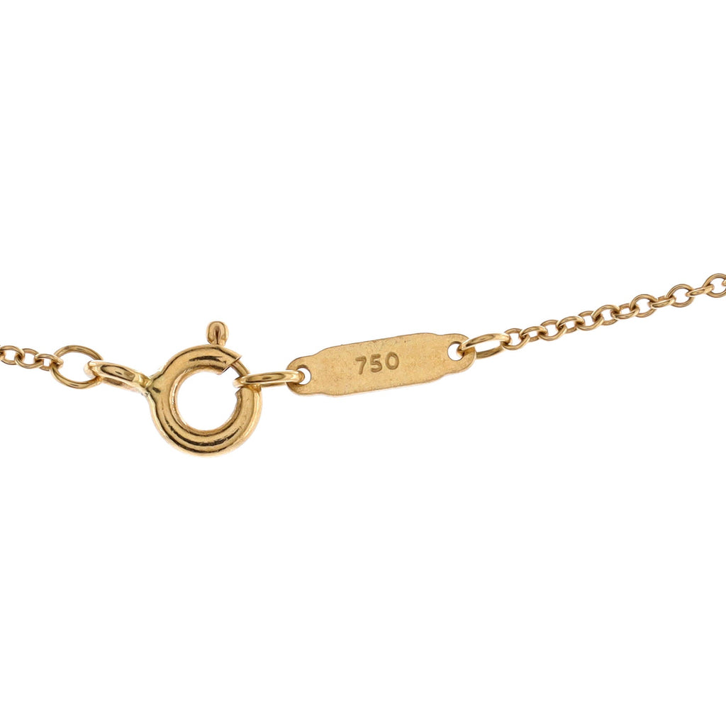 Vintage Oval Key Pendant Necklace 18K Yellow Gold with Diamonds Mini