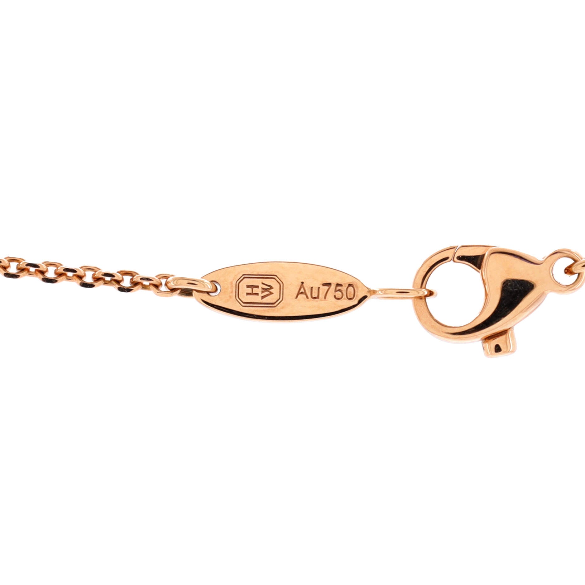 HW Logo Pendant Necklace 18K Rose Gold with Diamonds