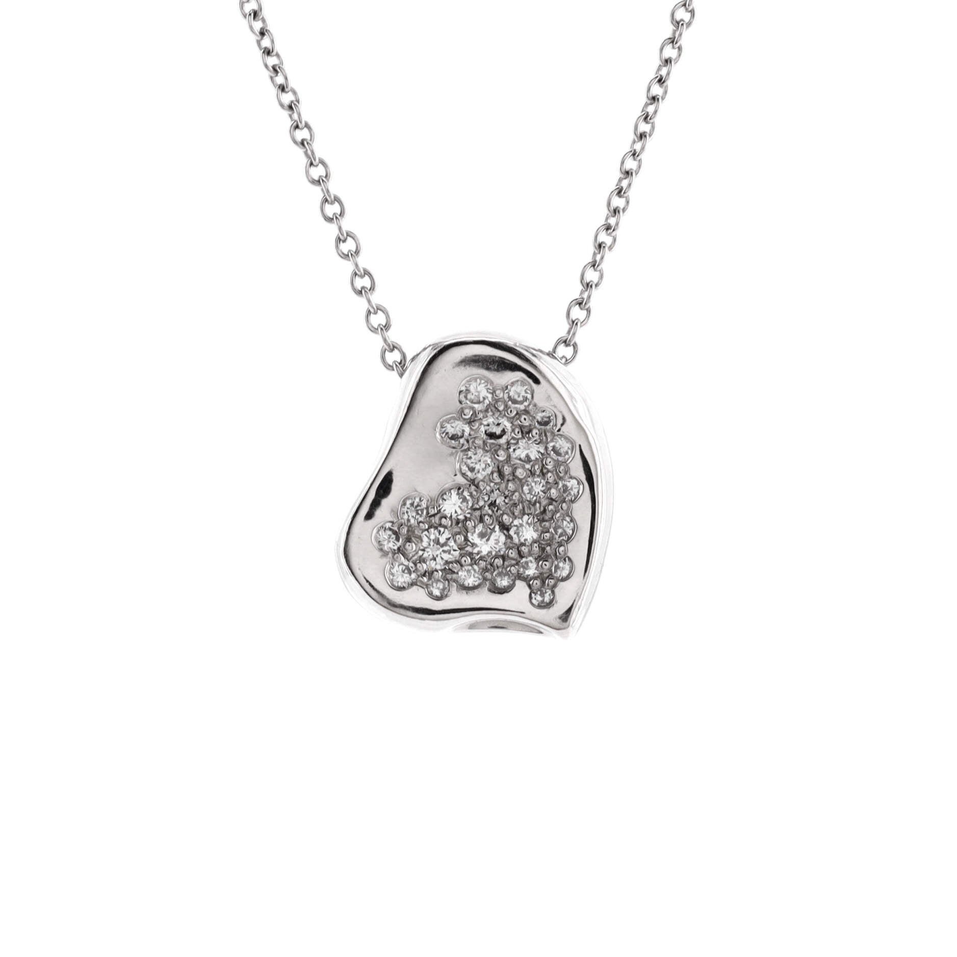 Elsa Peretti Full Heart Pendant Necklace Platinum with Pave Diamonds