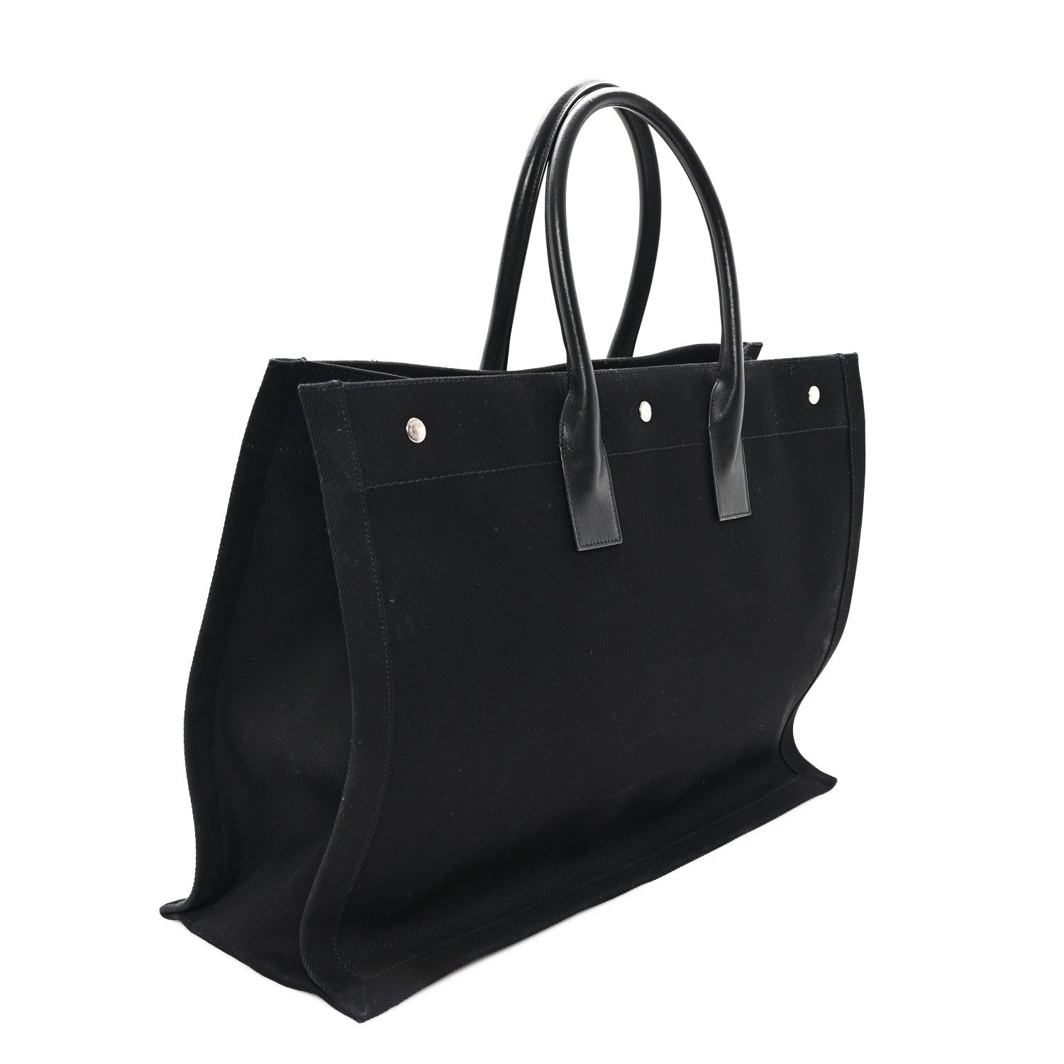 Linen Calfskin Rive Gauche Tote Black