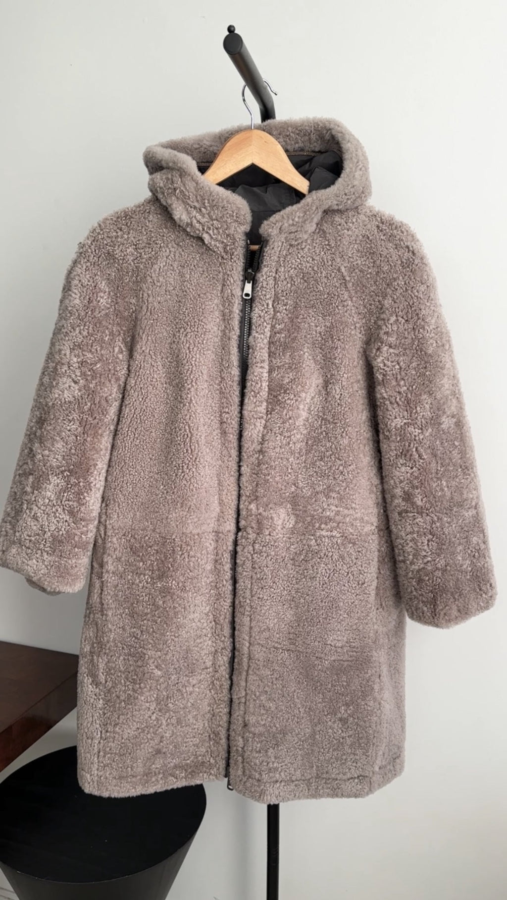 Brunello Cucinelli Charcoal Grey / Taupe Shearling Reversible Zip Coat - IT40 / 4
