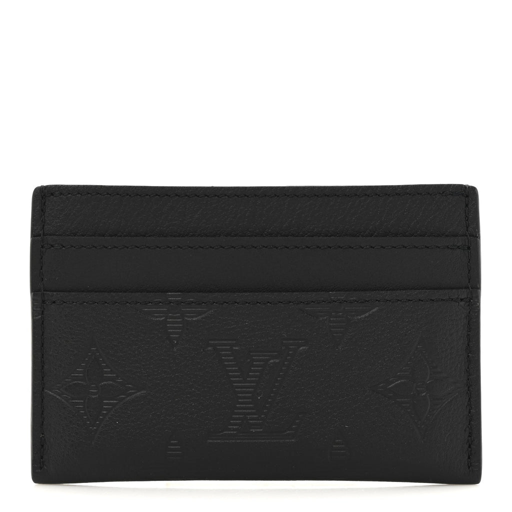 Calfskin Monogram Shadow Double  Holder Black