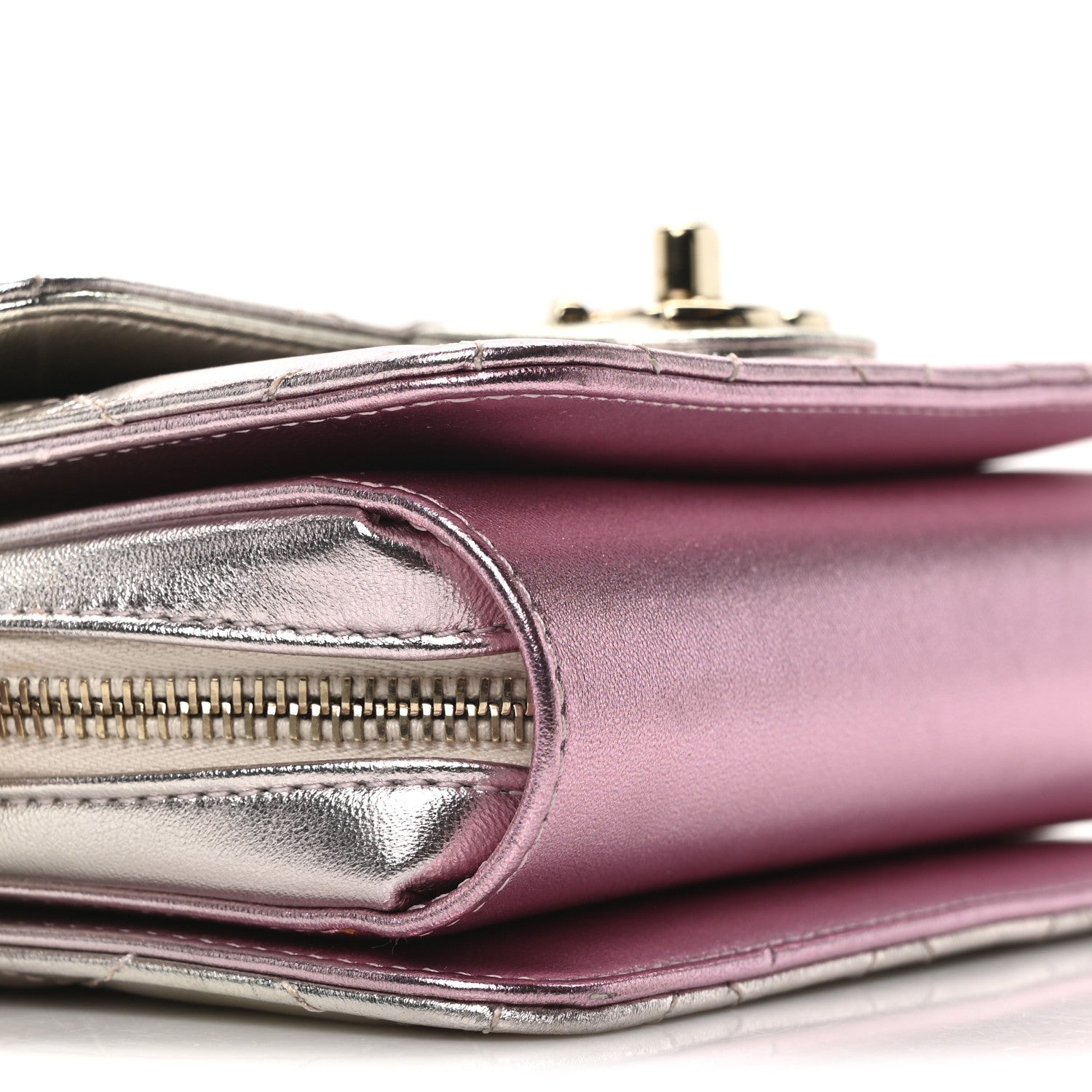 Metallic Lambskin Like A Wallet Flap Golden Pink