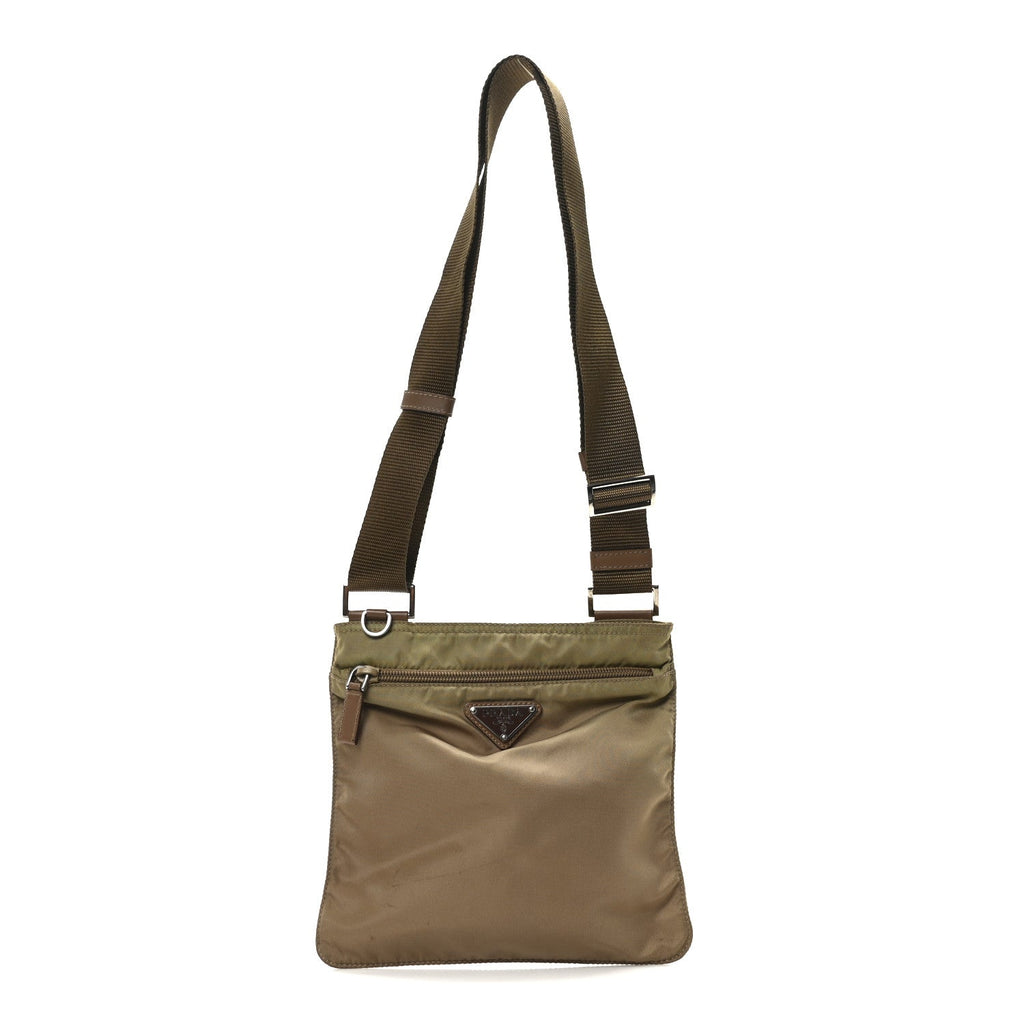 Tessuto Nylon Flat Messenger Bag Tabacco