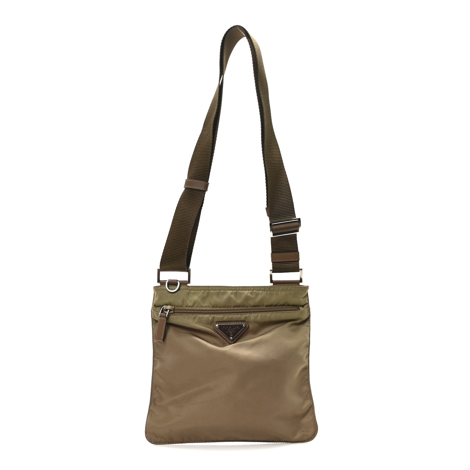 Tessuto Nylon Flat Messenger Bag Tabacco