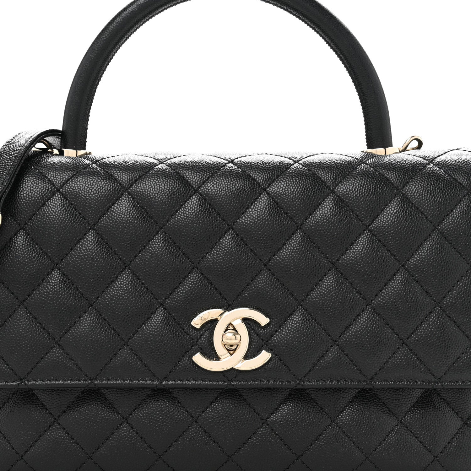 Caviar Quilted Small Coco Handle Flap Black