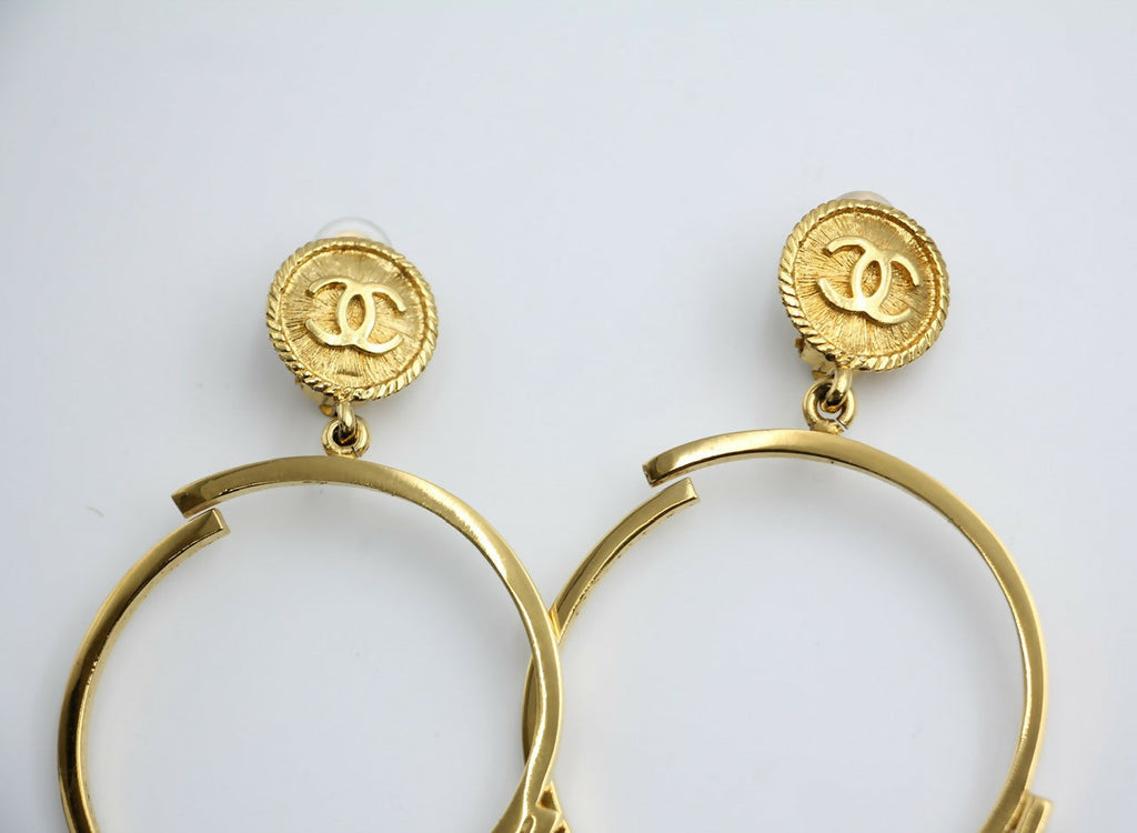 Chanel Vintage 1954-71 Gold-Plated Large Hoop Clip-on Earrings
