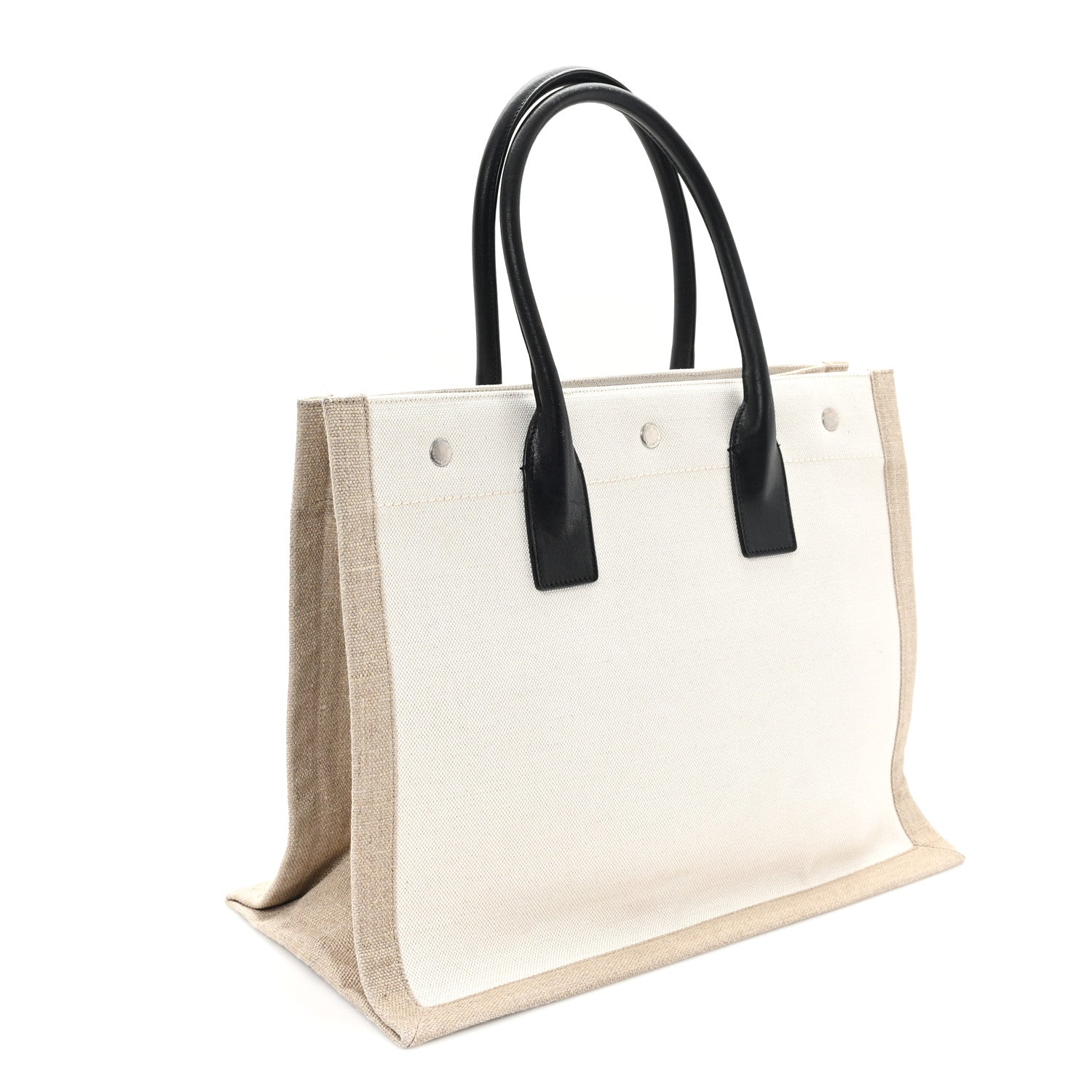 Linen Calfskin Small Rive Gauche Tote Greggio Natural