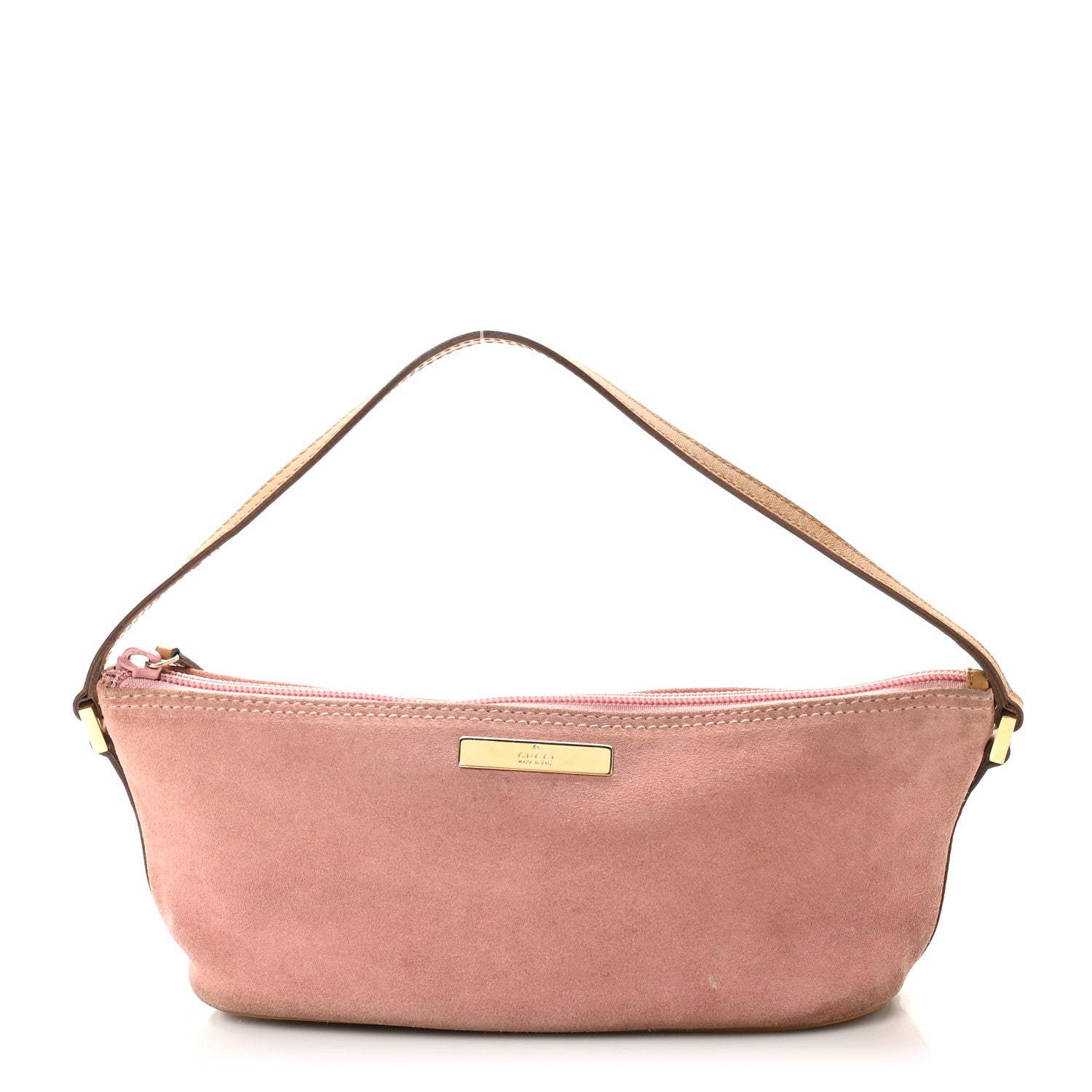 Suede Boat Pochette Pink Tan