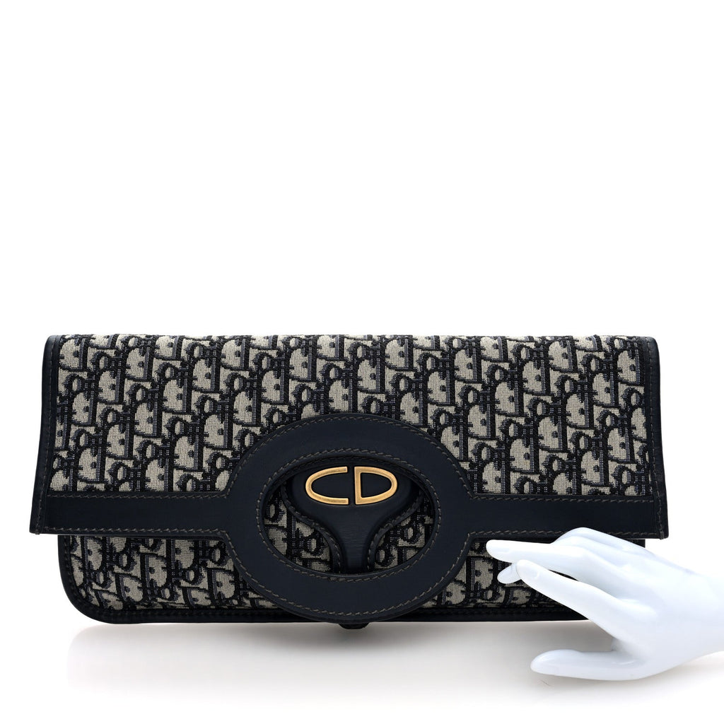 Oblique Fold Over Clutch Blue