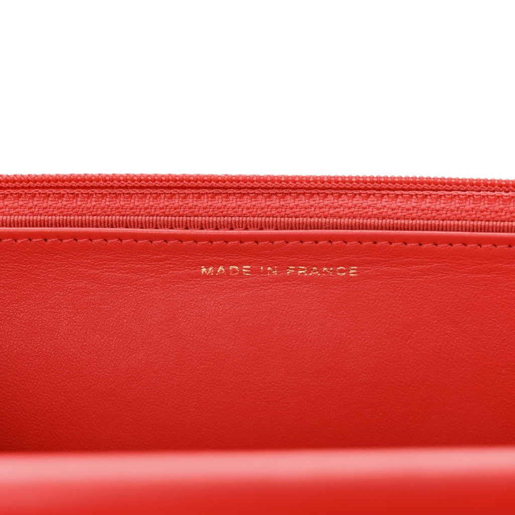 Lambskin Quilted Wallet On Chain WOC Red