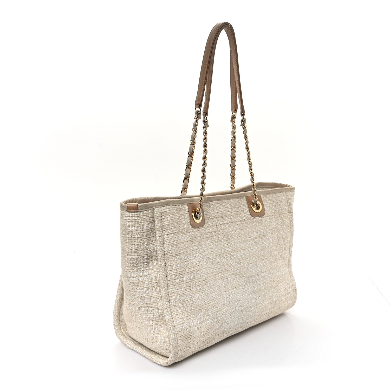 Lurex Boucle Small Deauville Tote Ivory