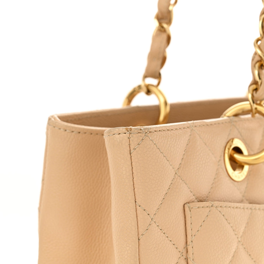 Caviar Quilted Grand Shopping Tote GST Beige Clair