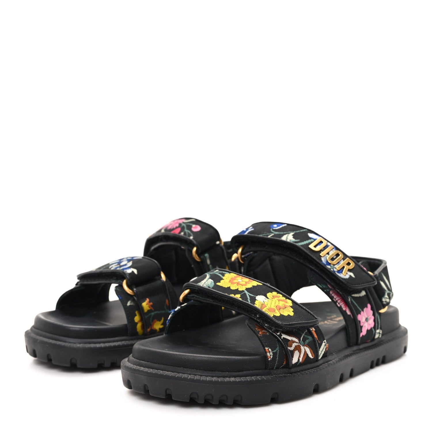 Technical Fabric Petites Fleurs Print Dioract Sandals 36.5 Black Multicolor