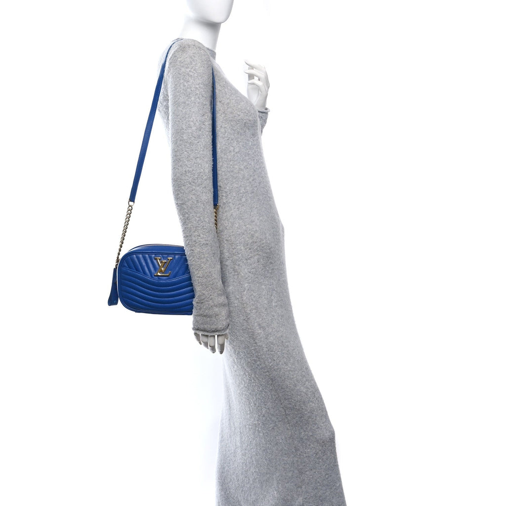 Calfskin New Wave Camera Bag Bleu Neon