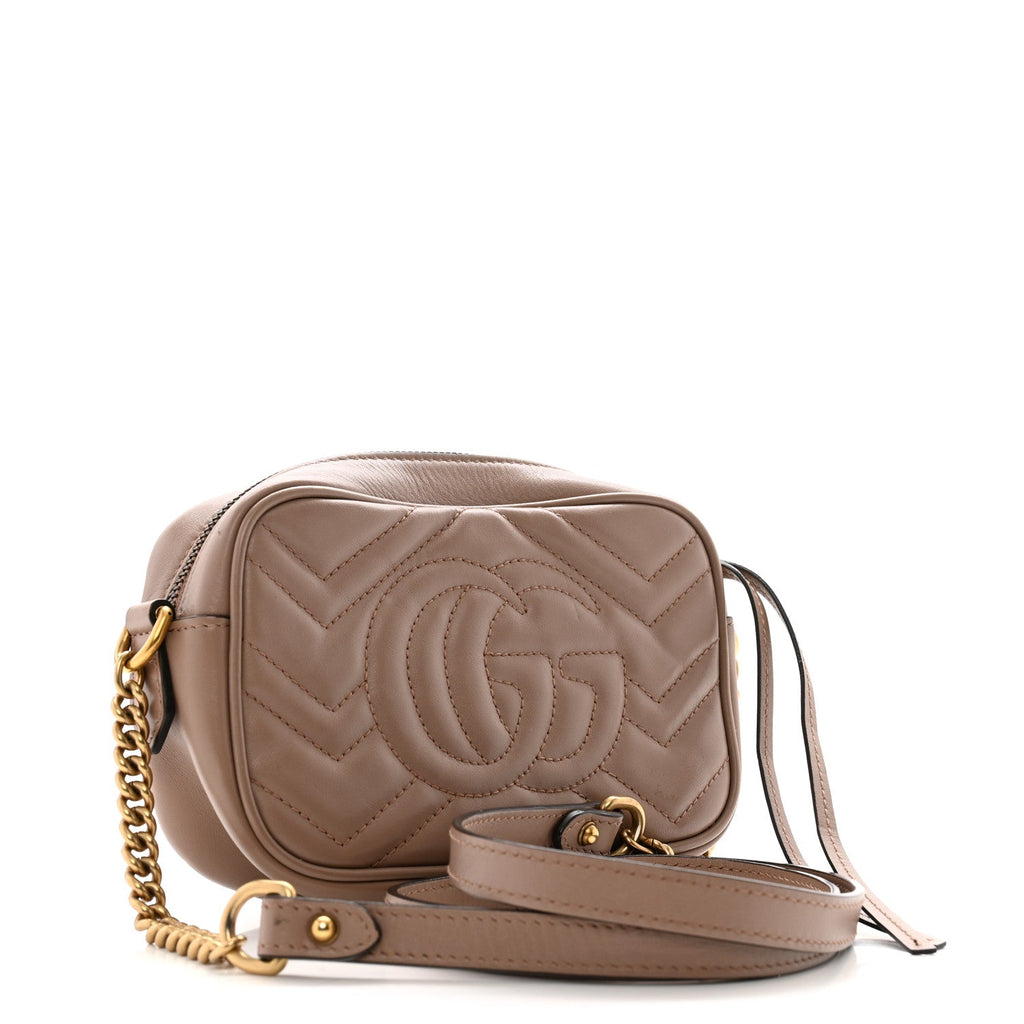 Calfskin Matelasse Mini GG Marmont Chain Shoulder Bag Porcelain Rose