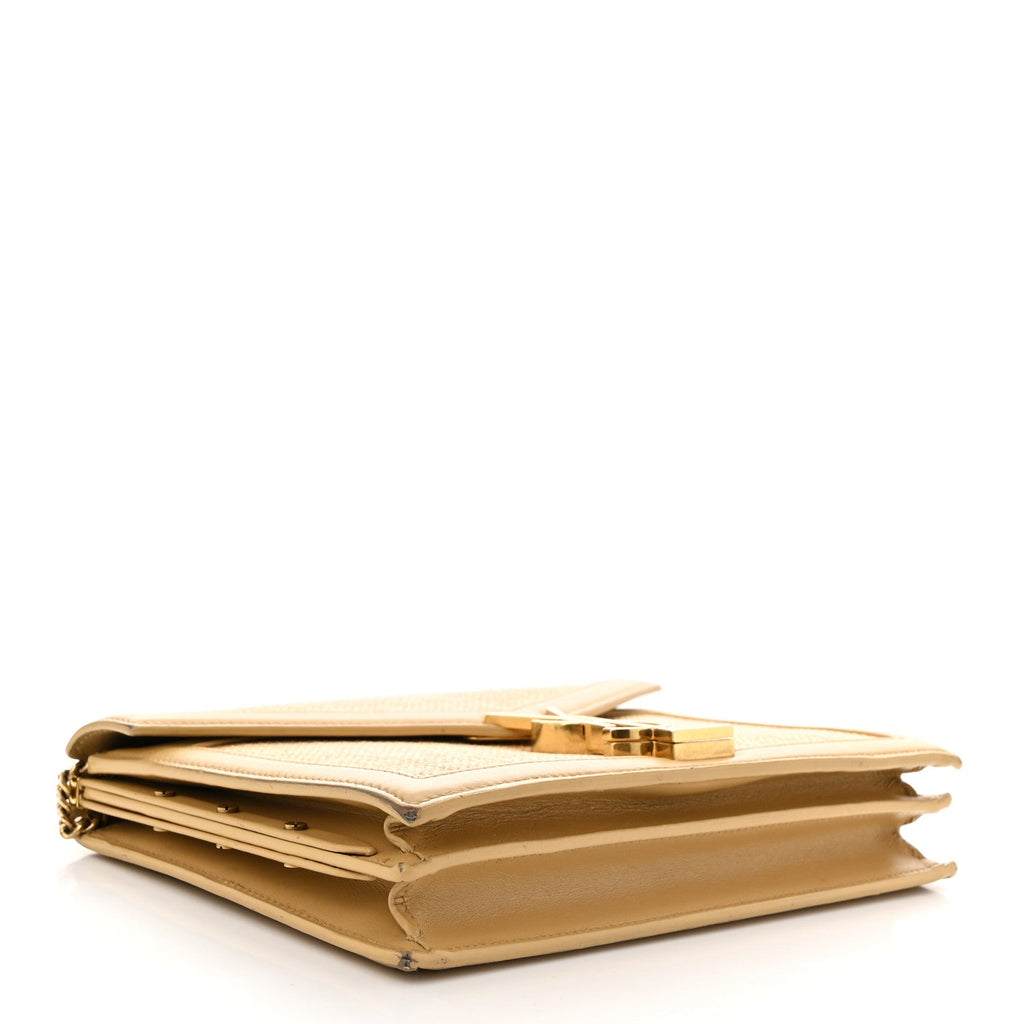 Canvas Calfskin Classic Monogram Cassandra Clasp Bag Grege Brown Gold