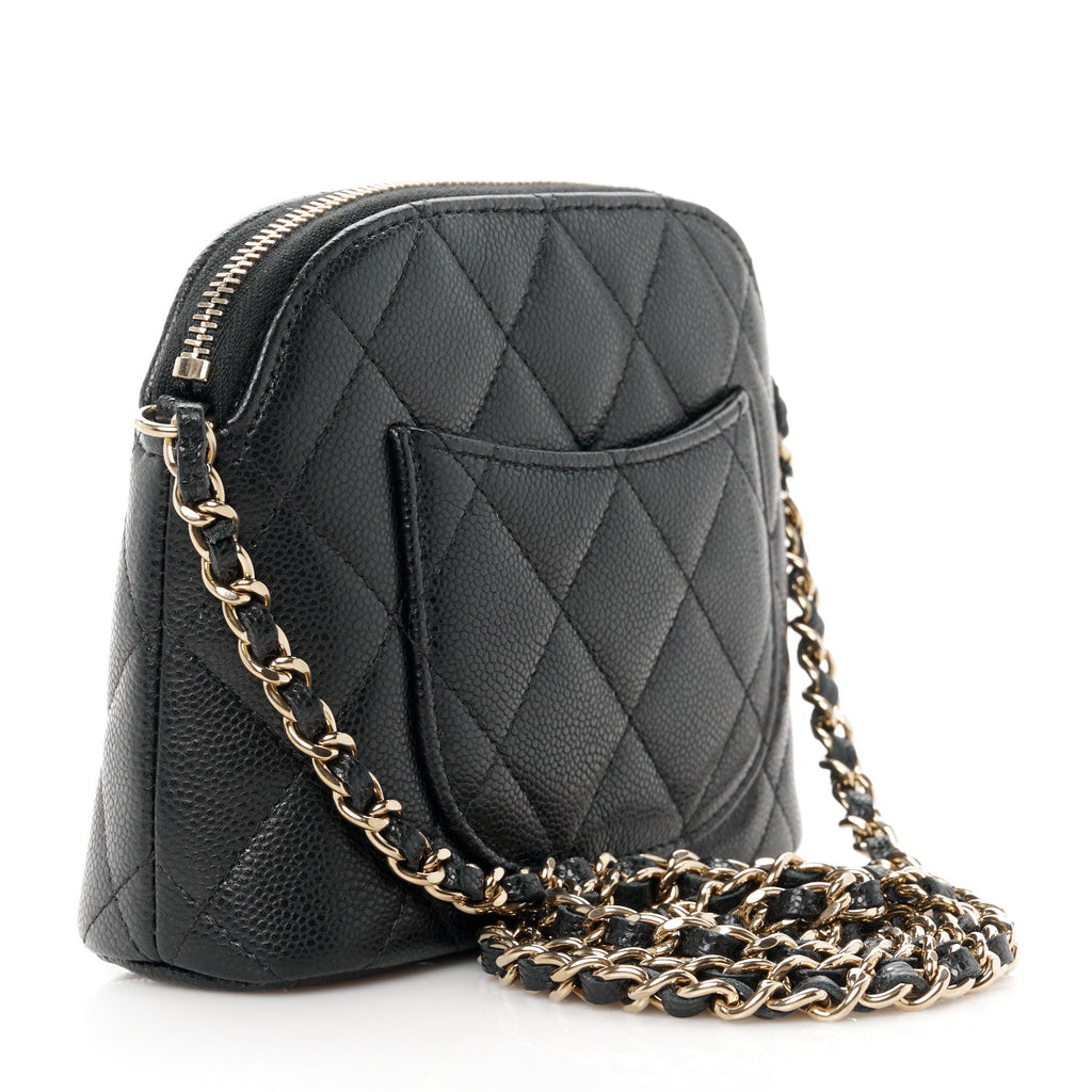 Caviar Quilted Classic Clutch with Chain Black