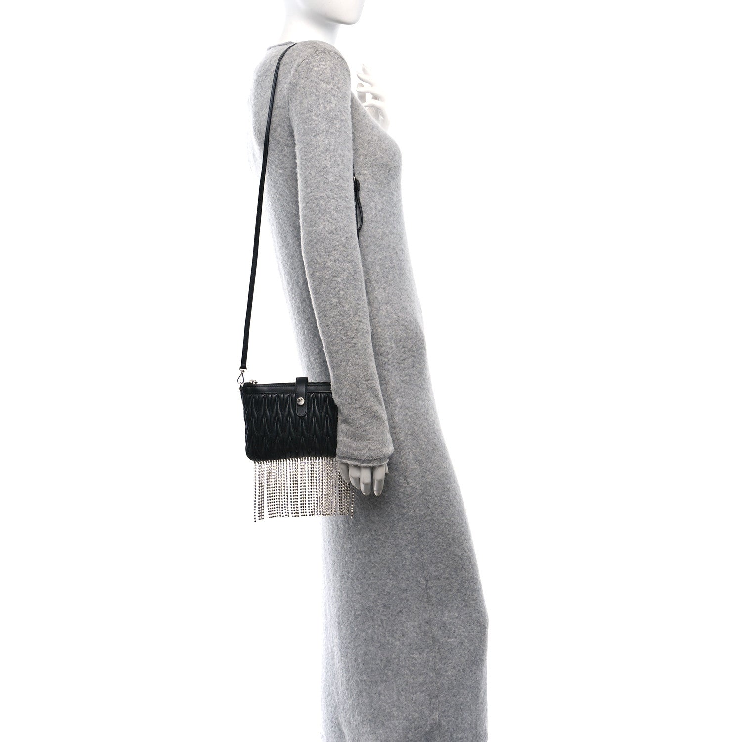 Nappa Matelasse Crystal Mini Crossbody Black