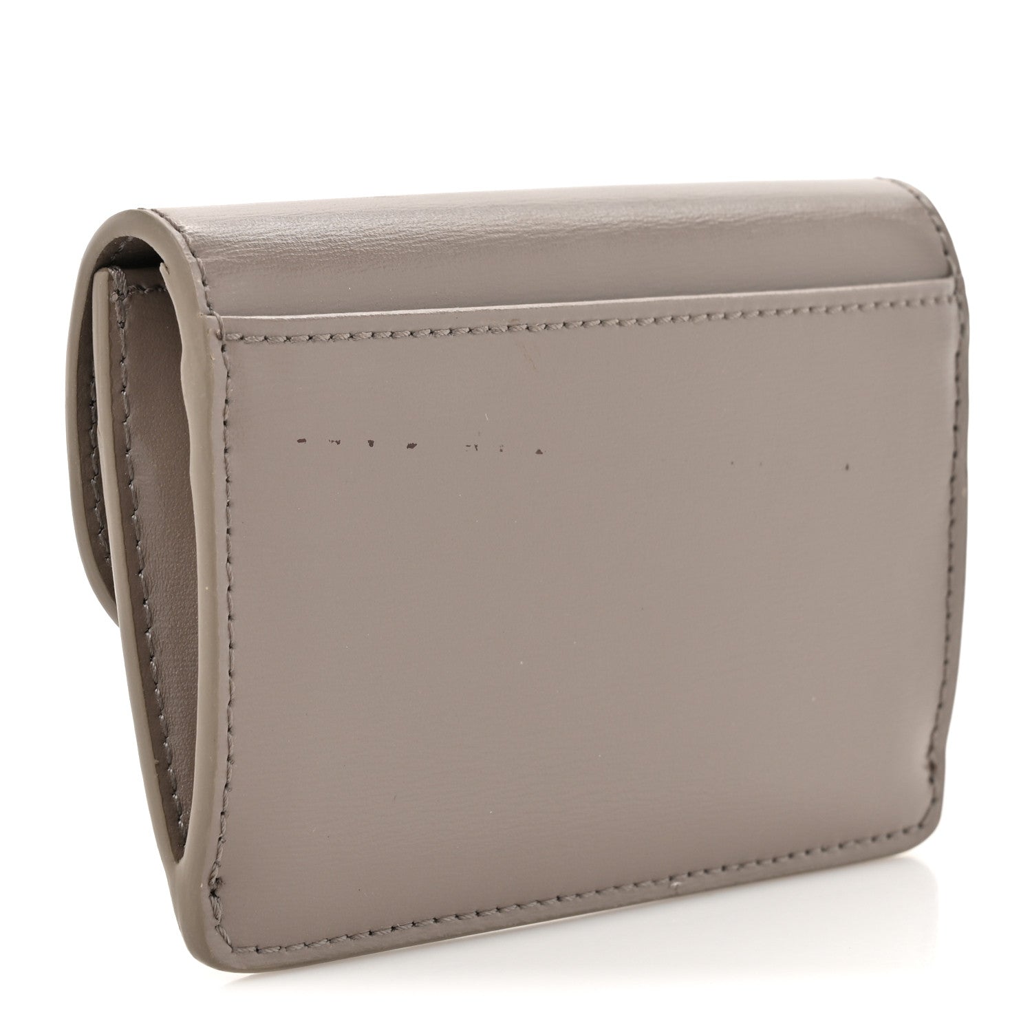 Shiny Calfskin Triomphe Flap  Holder Pebble