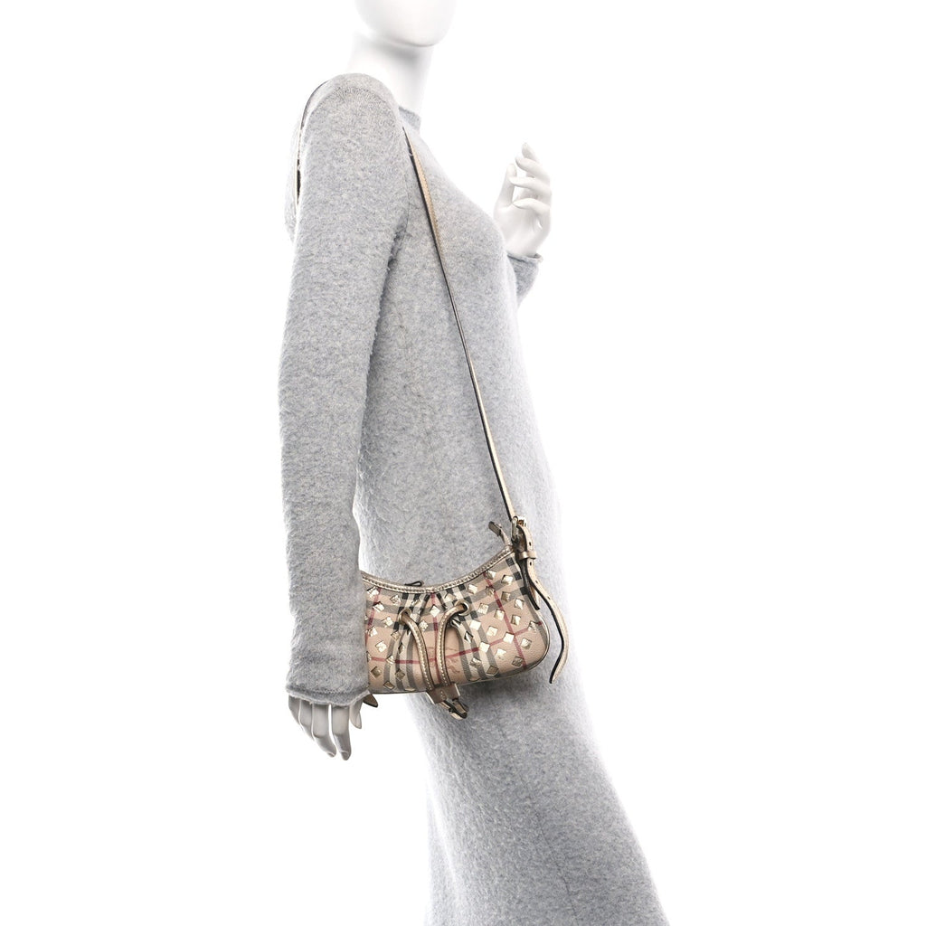 Haymarket Check Perforated Crossbody Gold