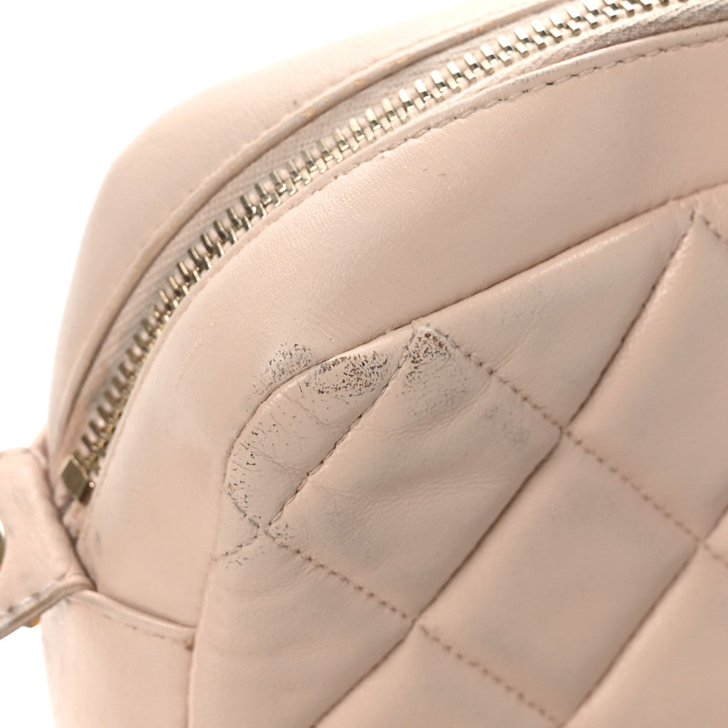 Lambskin Quilted Small Diamond CC Camera Case Beige