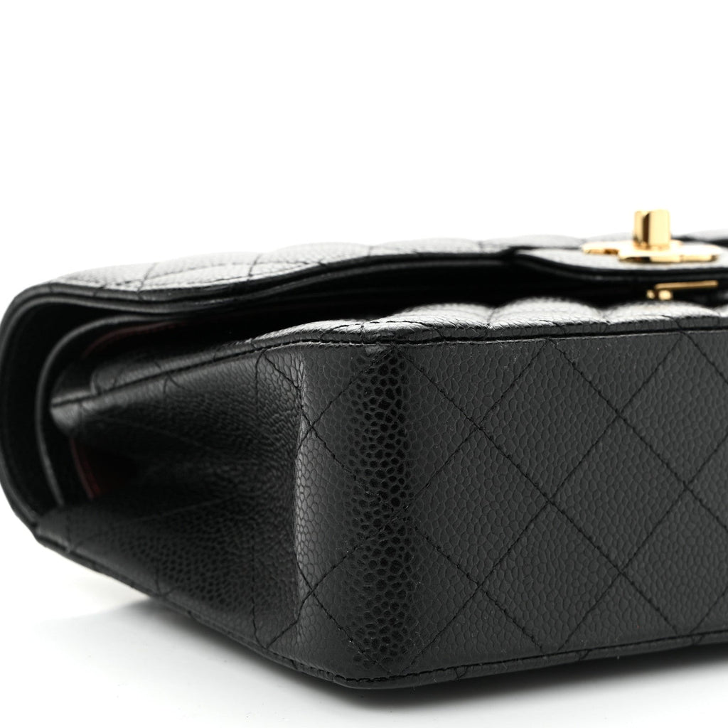 Caviar Quilted Small Double Flap Black