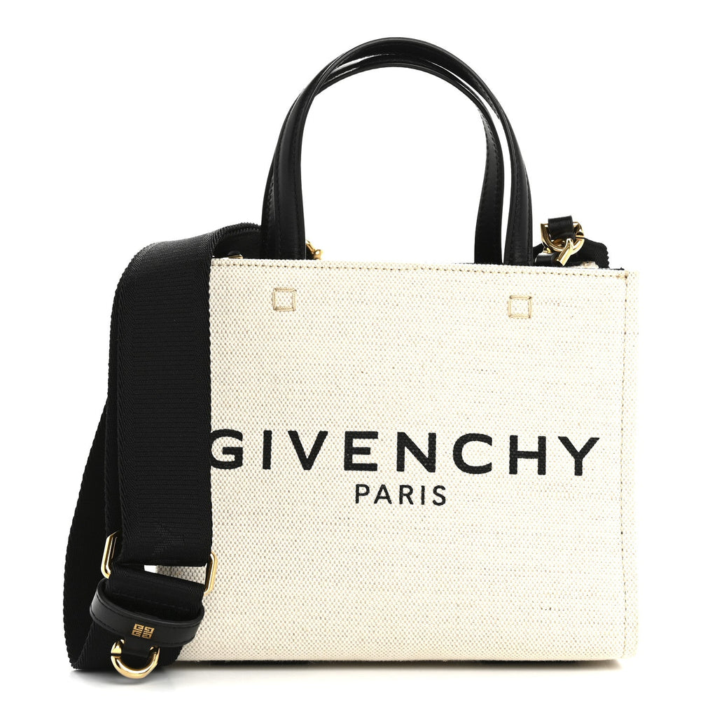 Canvas Mini Bond Shopper 4G Tote White Black