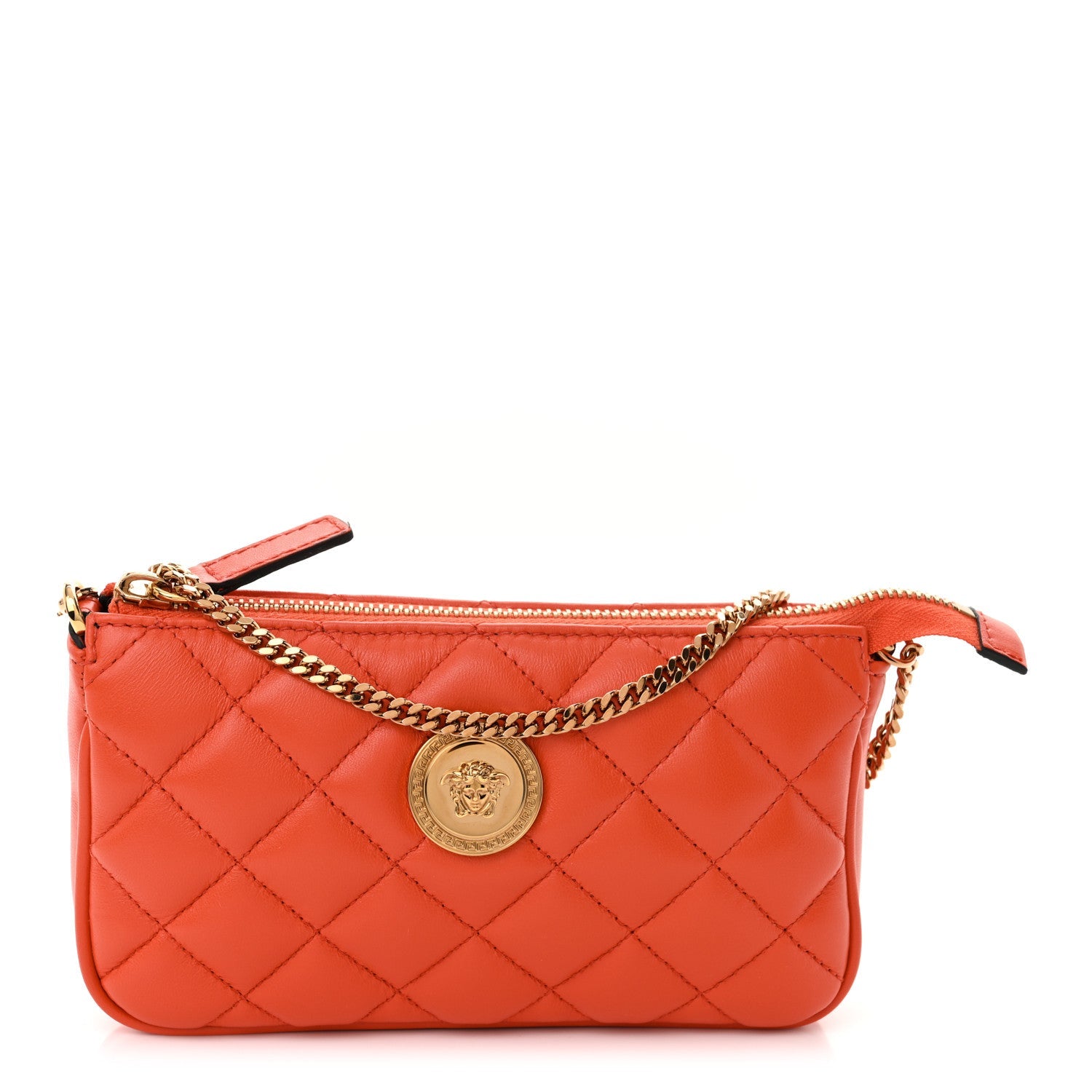Nappa Quilted La Medusa Mini Pouch Bag Coral