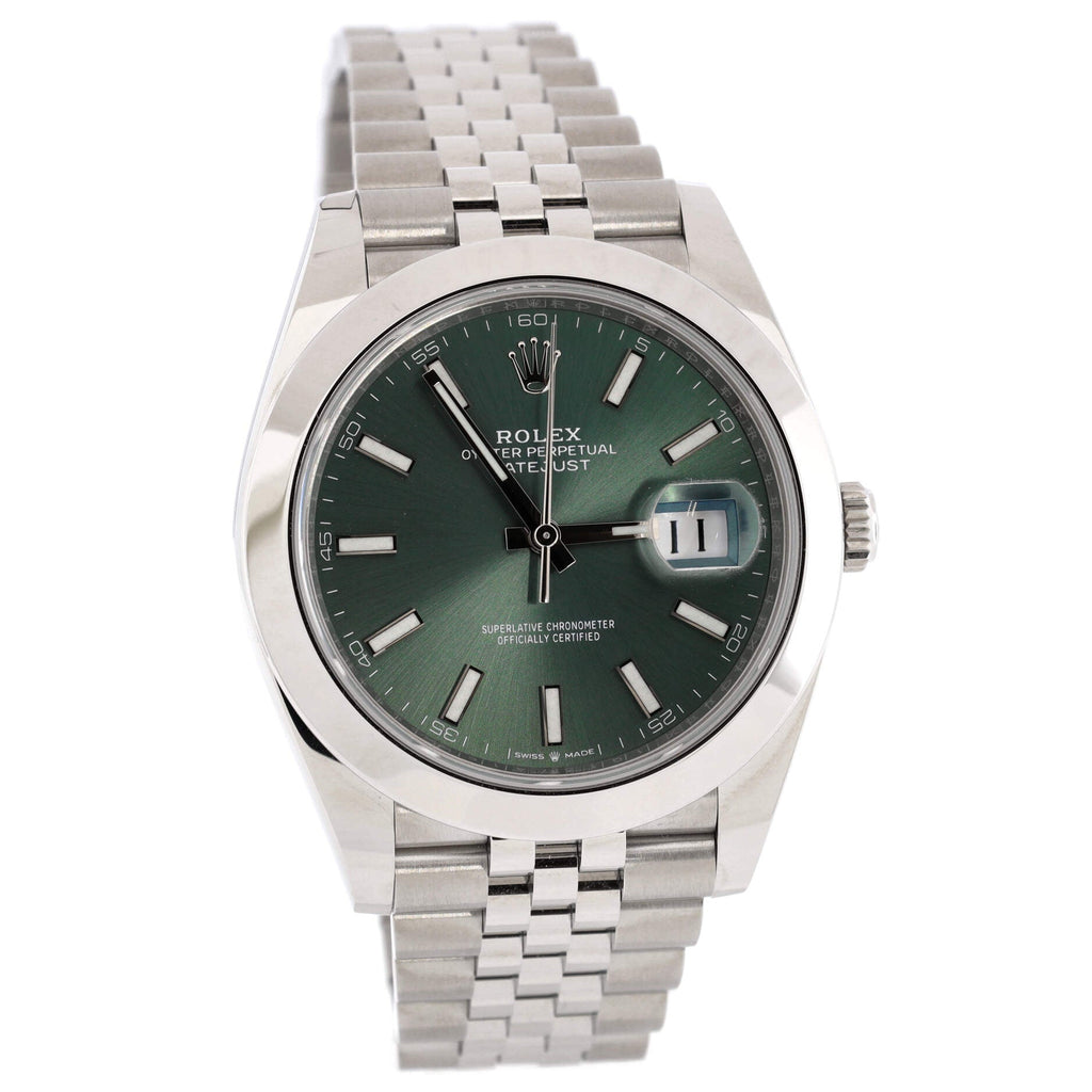 Oyster Perpetual Datejust Mint Green Automatic Watch Stainless Steel 41