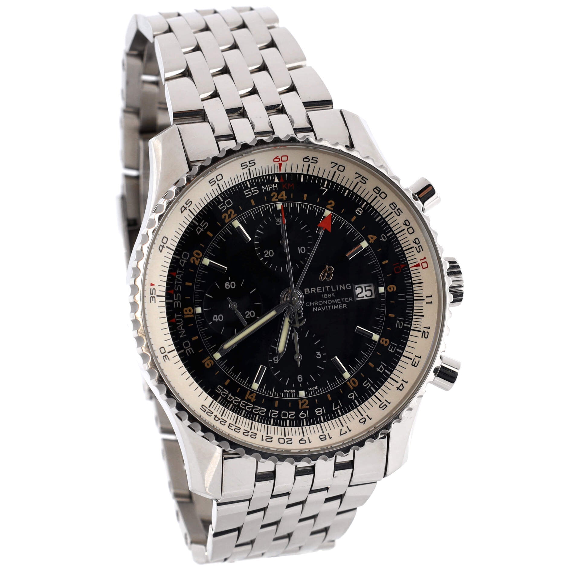 Navitimer 1884 World GMT Chronograph Automatic Watch Stainless Steel 46