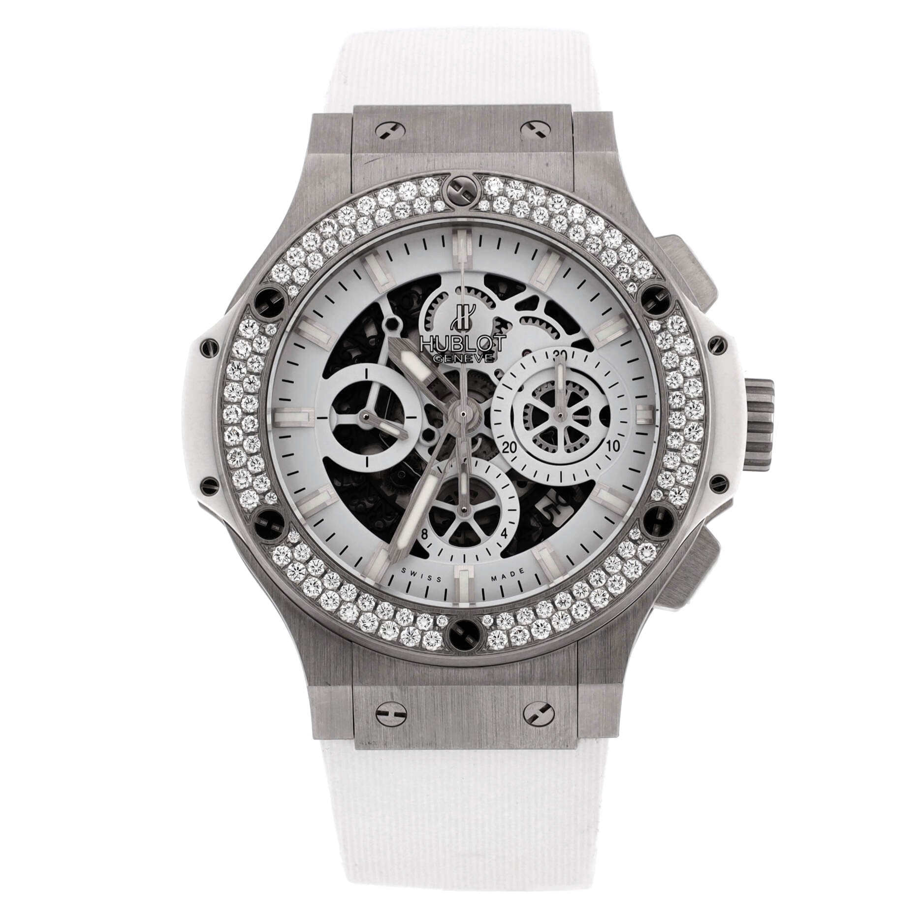 Big Bang Aero Bang Chronograph Automatic Watch Stainless Steel and Rubber with Diamond Bezel 44