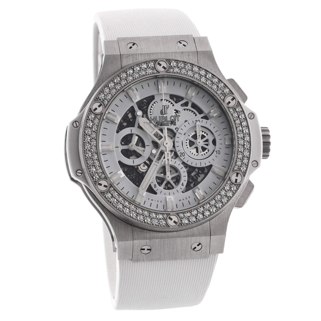 Big Bang Aero Bang Chronograph Automatic Watch Stainless Steel and Rubber with Diamond Bezel 44