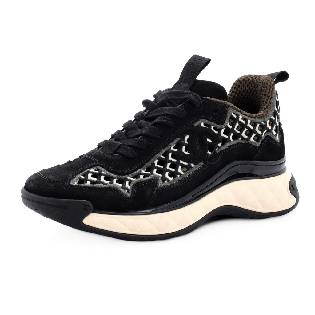 Women's CC Embroidery Sneakers Calfskin and Suede