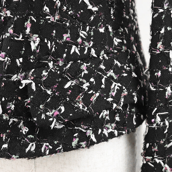 Chanel Tweed Jacket Wool Blend Black Multicolor