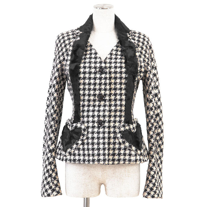 Christian Dior BOUTIQUE Wool Blend Houndstooth Tweed Jacket