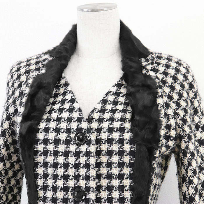 Christian Dior BOUTIQUE Wool Blend Houndstooth Tweed Jacket