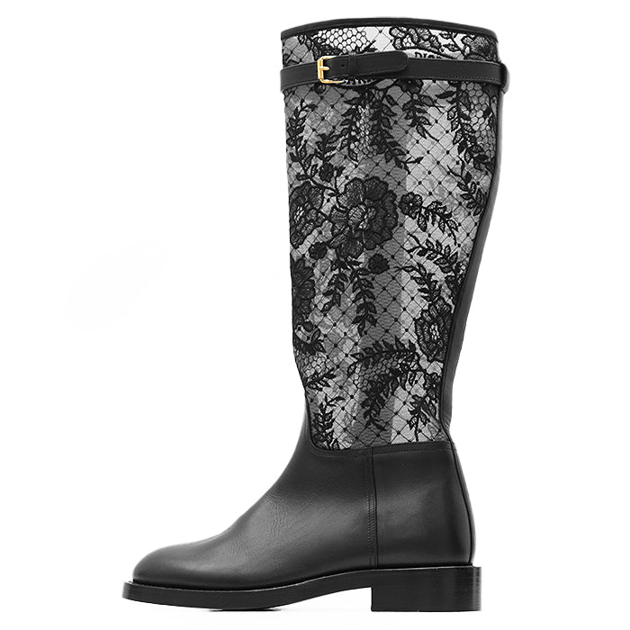 Christian Dior Leather Embroidered Long Boots