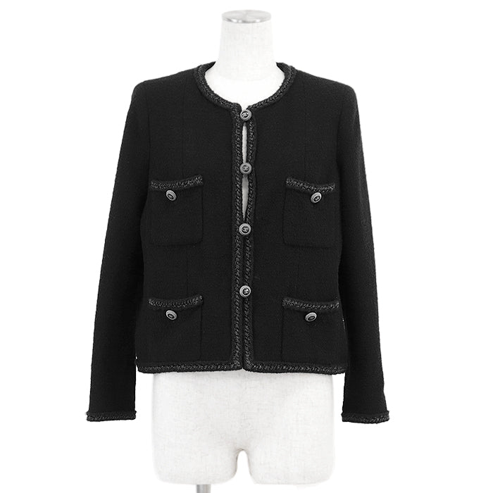 Chanel Little Black Tweed Wool Blend Jacket